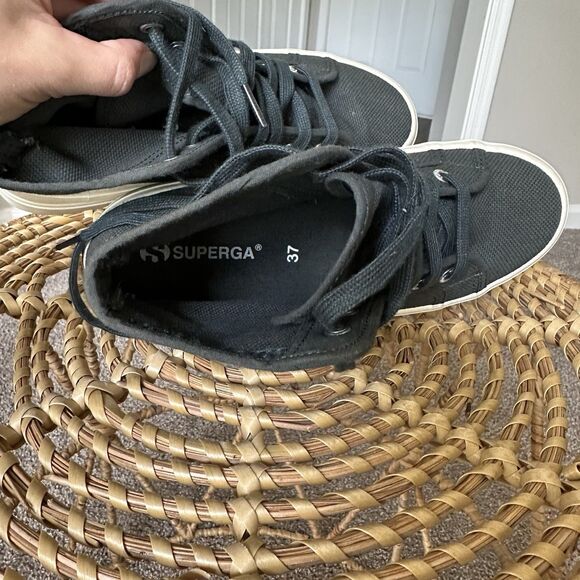 Superga Alpina Womens US 6.5 EU 37 Lug Sole Canvas High Top Sneaker Boot Green - Picture 10 of 12